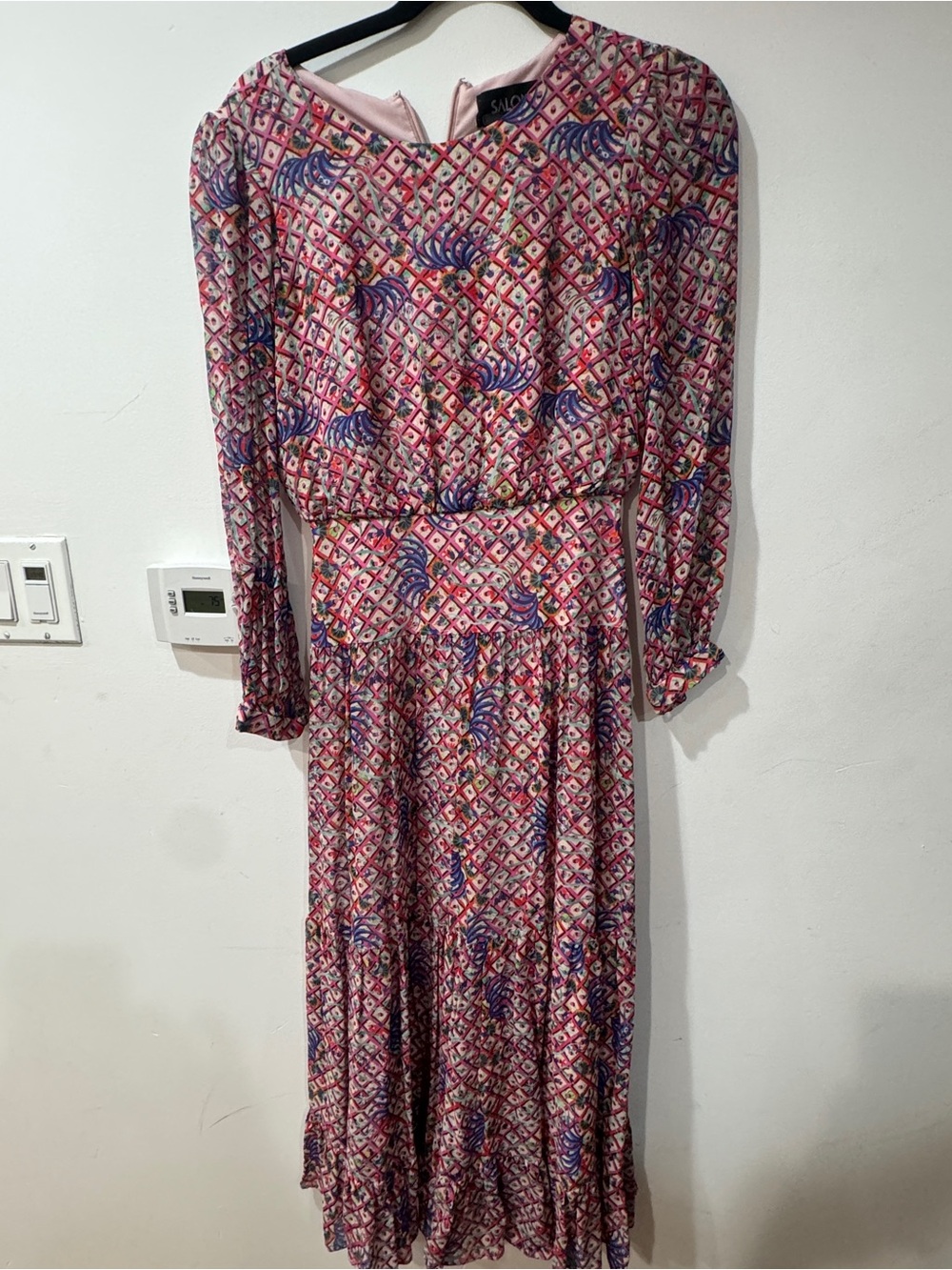 SALONI Pink Multi-Print Long Sleeve Maxi Dress